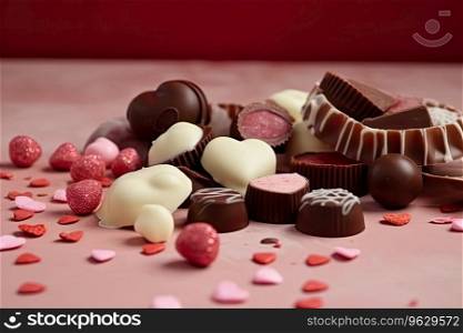 Chocolates Scattered on a table, Generative AI