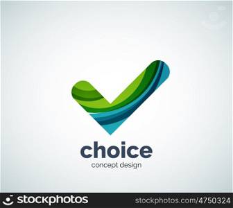 choice concept, tick logo template, abstract business icon