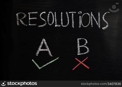 Choice of resolutions written with chalk on a blackboard