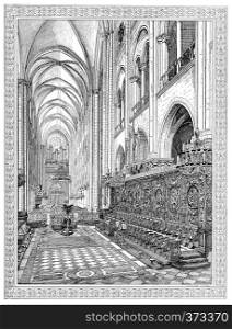 Choir of Notre-Dame de Paris, vintage engraved illustration. Paris - Auguste VITU ? 1890.