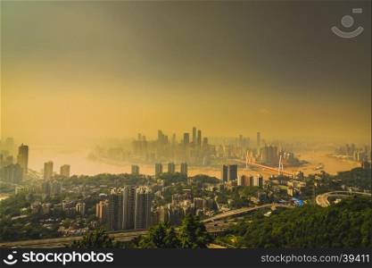 Chongqing, China downtown city skyline over the Yangtze River.