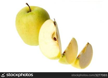 chopped apple isolated on white background.