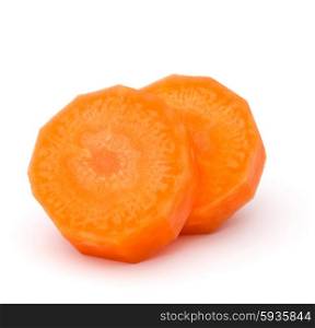 Chopped carrot slice isolated on white background cutout