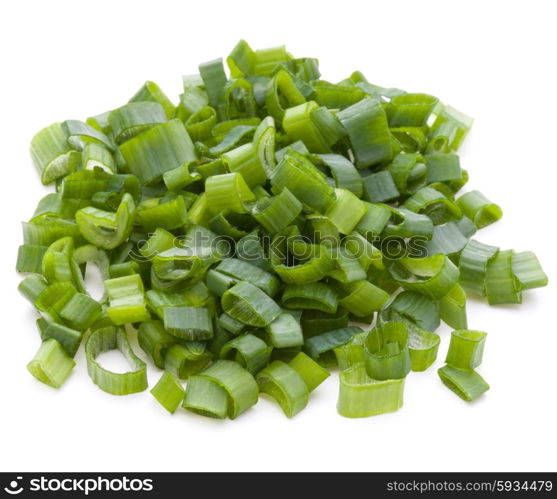 chopped spring onion or scallion isolated on white background cutout