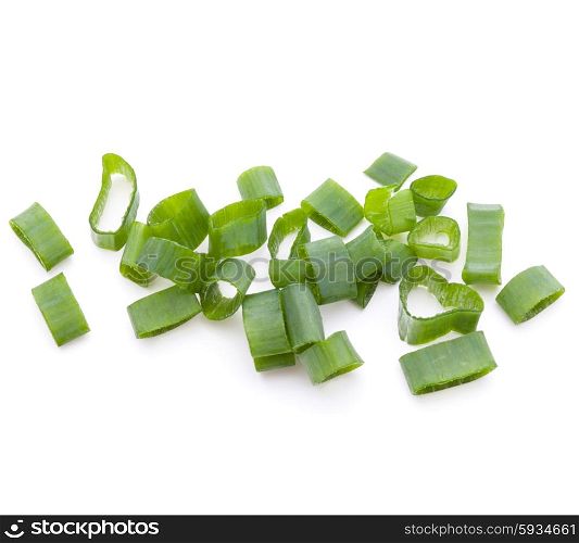 chopped spring onion or scallion isolated on white background cutout