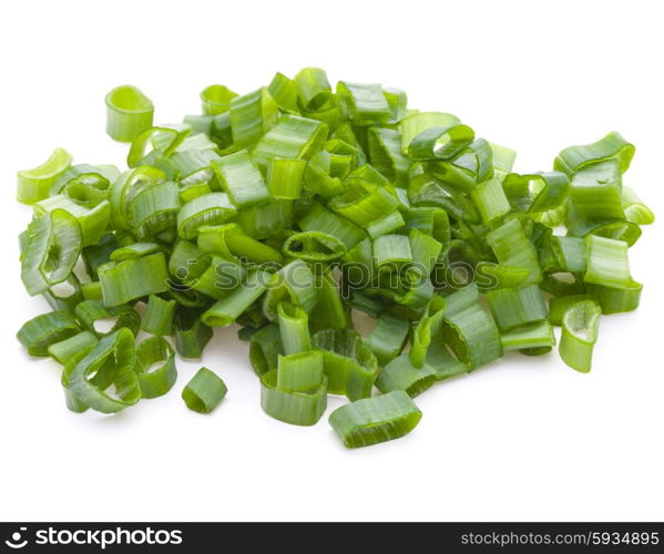 chopped spring onion or scallion isolated on white background cutout