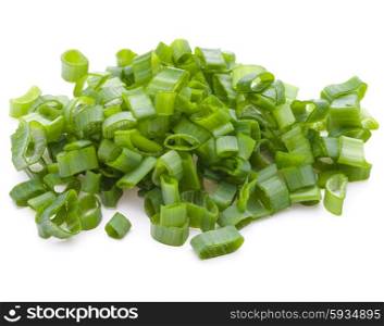 chopped spring onion or scallion isolated on white background cutout
