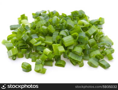 chopped spring onion or scallion isolated on white background cutout