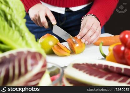 Chopping fruit