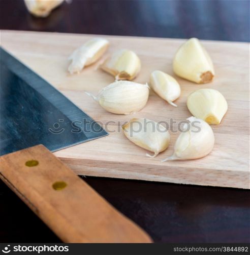 Chopping Garlic Meaning Hotel Kitchen And Ingredients