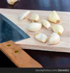 Chopping Garlic Meaning Hotel Kitchen And Ingredients