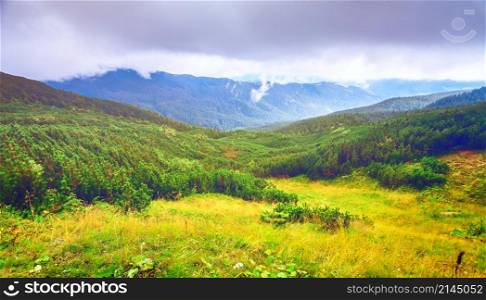 Chorna hora mountain range. Carpathian mountains. Ukraine. Mountain landscape in autumn