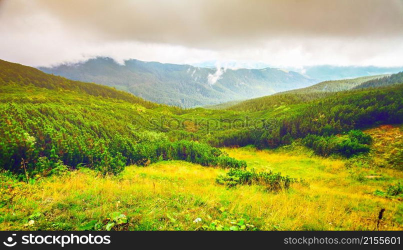 Chorna hora mountain range. Carpathian mountains. Ukraine. Mountain landscape in autumn