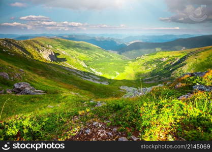 Chorna hora mountain range. Carpathian mountains. Ukraine. Mountain landscape in summer