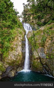 Chorro de Dona Juana waterfall in Puerto Rico attraction. Chorro de Dona Juana waterfall in Puerto Rico