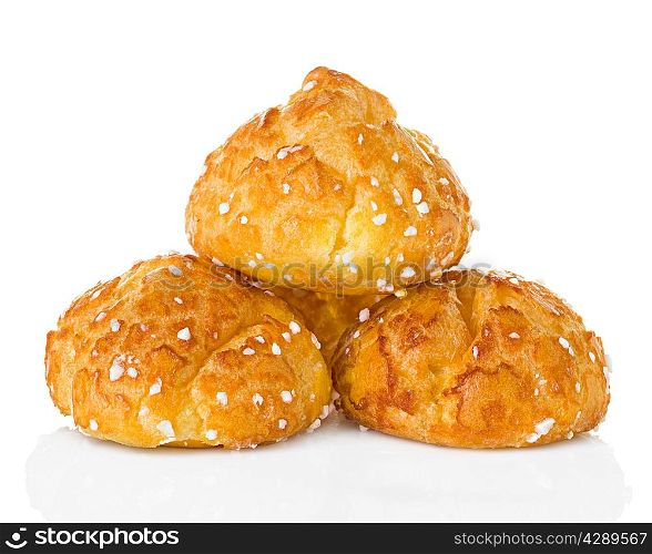 choux pastry, eclairs isolated on white background