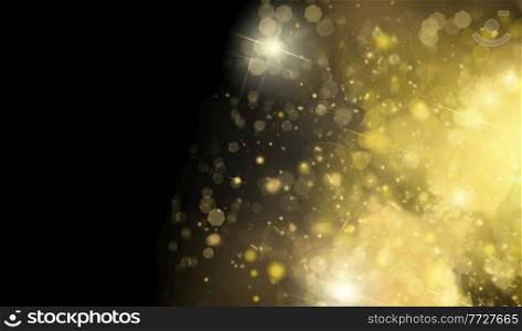 chrismas festive black background with golden beams and sparkles. chrismas background