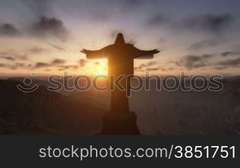 Christ the Redeemer at Sunset, Rio de Janeiro, close up