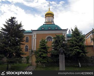 Christian church and monument for Pushkin