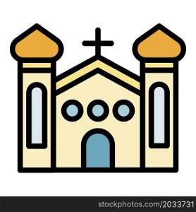 Christian church icon. Outline christian church vector icon color flat isolated. Christian church icon color outline vector
