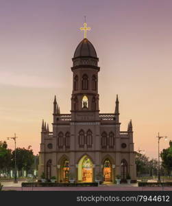 "Christian Church names "Wat Pra Visuthiwong" in Thailand, taken on twilight time"