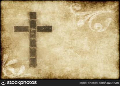 christian cross on parchment. great image of a christian cross on parchment paper