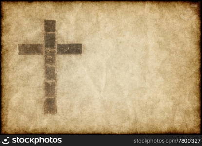 christian cross on parchment. great image of a christian cross on parchment paper