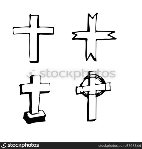 christian cross sign hand draw doodle illustration design