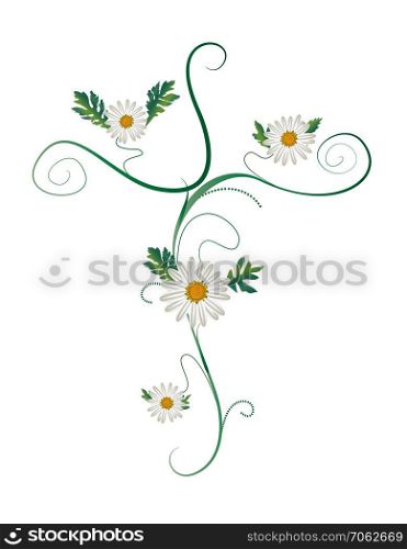 Christian cross with daisy flowers 
