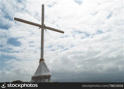 Christian Cross with Stormy Sky in Background