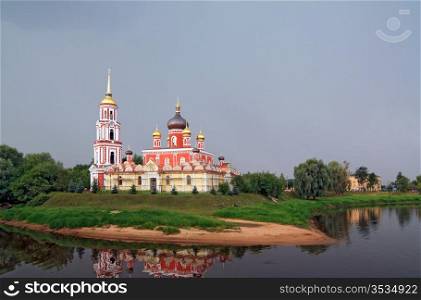 christian orthodox church on river coast