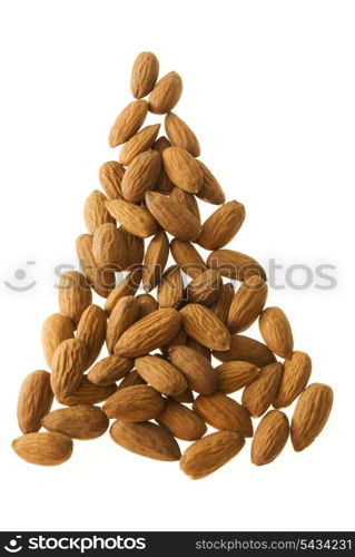 christmas almond tree isolated on white
