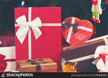 Christmas and New year 2018, Gift box with night bokeh light