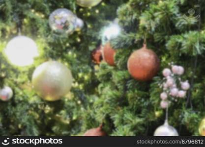 Christmas and New Year decorations in season of greeting blur background, stock photo