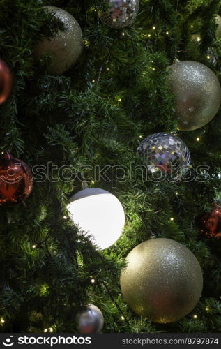 Christmas and New Year decorations in season of greeting, stock photo