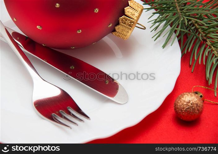 Christmas And New Year Holiday Table Setting-Holiday decoration
