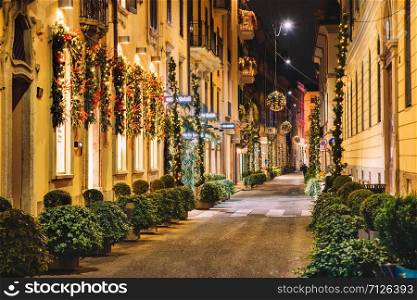 Christmas and New Year in Milan Streets With Beautiful Illuminations and Decorations