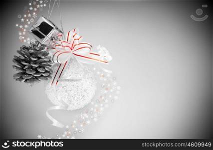 Christmas and New Year ornament against gray background
