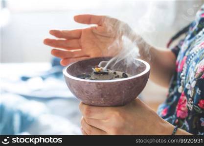 Christmas and New Year’s Ritual  Traditional esoteric incense, smoke