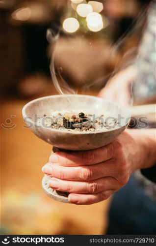 Christmas and New Years Ritual: Traditional (esoteric) incense, smoke