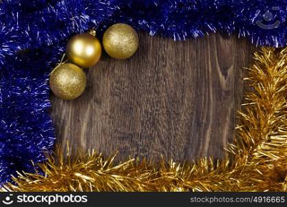 Christmas background. Background Christmas image with decoration balls and tinsel. Place for text