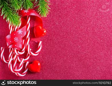 Christmas background, Christmas decoration and candles on a table