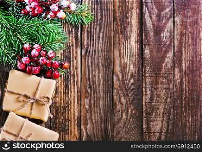 Christmas background, Christmas decoration on a table
