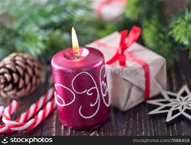 Christmas background, Christmas decoration on candle