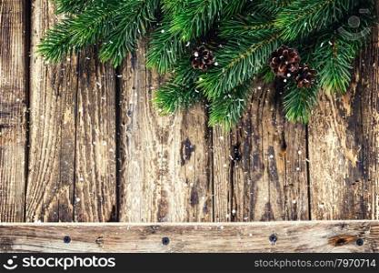 Christmas background. Christmas decorations on wooden background