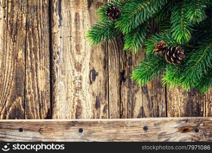 Christmas background. Christmas decorations on wooden background