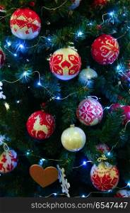 Christmas background of decorated fir