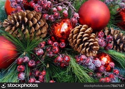 Christmas background of decorated fir