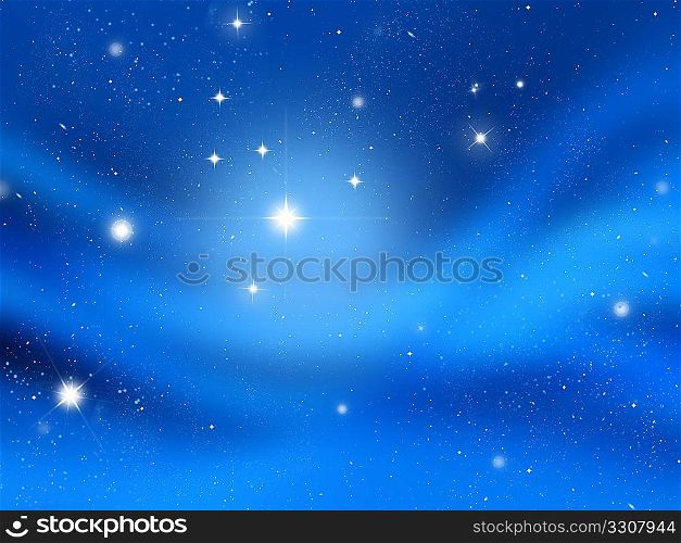 Christmas background of glowing stars in a night sky