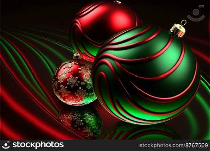 Christmas Background of Snowflakes and Christmas Colors Red Green